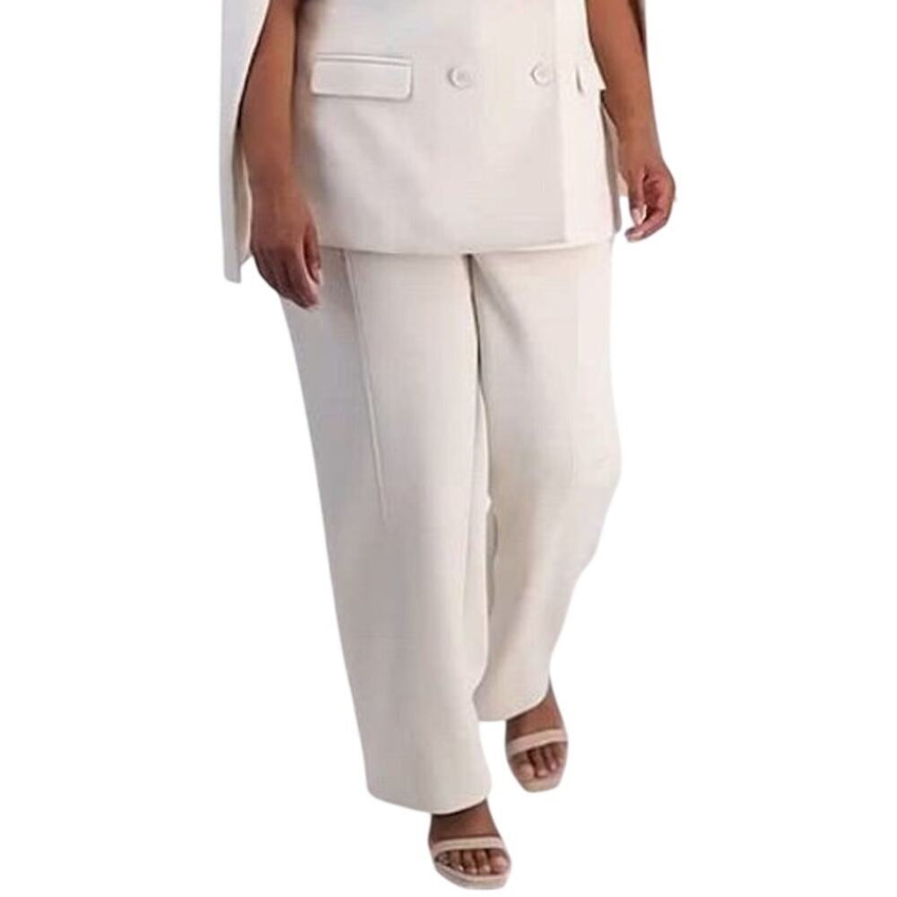 Nina Parker Women's Trendy Plus Scuba Straight-Leg Pants in Winter Oat